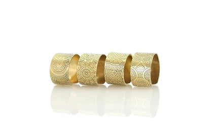 Engraved Mandala Ring - Wide Open Cuff Unisex Meditation Jewelry - Unique Spiritual Ring