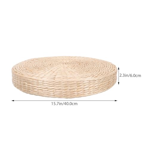 Woven Round Meditation Cushion 6cm Thick Tatami Floor Pillow Japanese Style Straw Seat Pad for Yoga and Home Seating