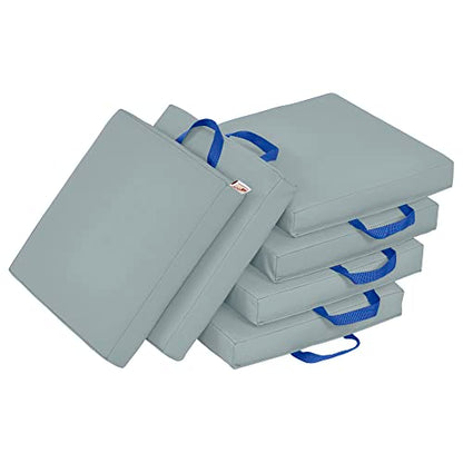 ECR4Kids SoftZone Square Floor Cushions with Handle, Flexible Seating, Grey, 6-Piece - color: Grey