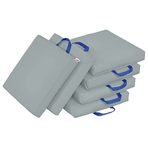 ECR4Kids SoftZone Square Floor Cushions with Handle, Flexible Seating, Grey, 6-Piece - color: Grey