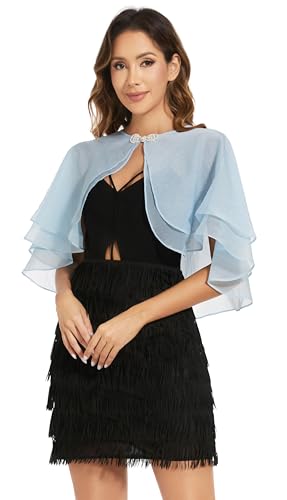 Women's Sheer Tencel Shawls and Wraps for Evening Dresses Soft Wedding Cape Lightweight Bridesmaid Scarves Cover Up - color: Sky Blue