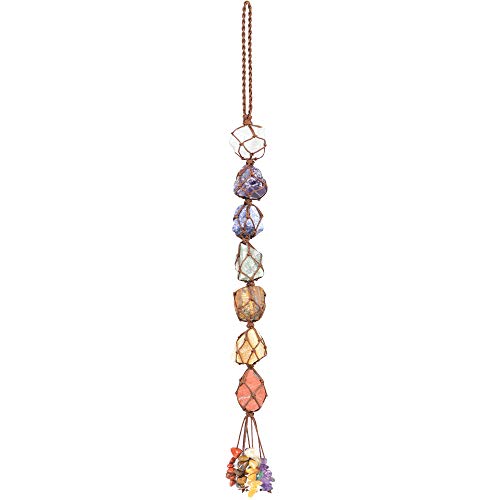 Anjiucc Handmade Hanging Ornaments 7 Chakra Raw Stones Home Decoration Feng Shui Ornament Yoga Meditation car Decoration - color: C-style 1