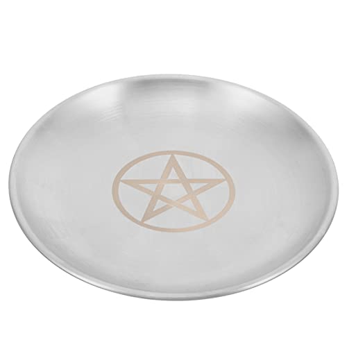 OSALADI Pentagram Plate Candle Holder Tray 5.51 Inch Decorative Altar Tray for Rituals Offering Storage and Home Ceremony Wiccan Decor