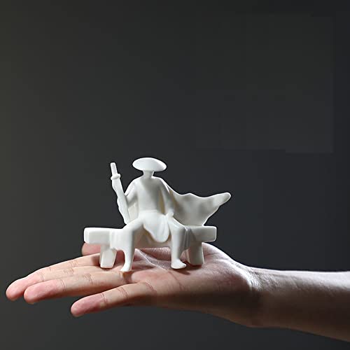 White Jade Ceramics Zen, Meditation Buddhism Minimalist Statue Figurine Monk Cool Swordsman Assassin Kung Fu for Collectible Table Home Shelf Decor Mini Size (Assassin) - style: Assassin