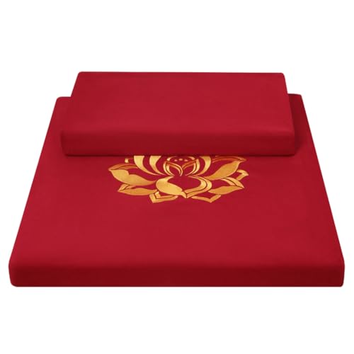 Square Meditation Cushion Mat Set with Washable Velvet Cover, Larger Thick Yoga Mat Bolster Floor Pillows Seating for Adults Upgraded Meditation Accessories red1-60 * 5cm - color: Red1, size: 60*5cm