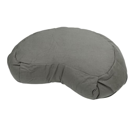 Yinhing Half Moon Meditation Cushion Filled with Buckwheat Hulls Premium Soft Cotton Cover Ergonomically Designed Meditation Pillow Comfortable Support for Mindfulness Practice - color: Gray