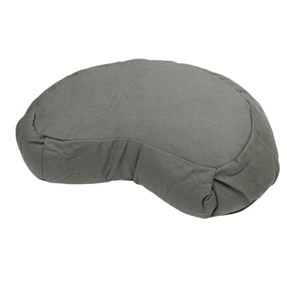 Yinhing Half Moon Meditation Cushion Filled with Buckwheat Hulls Premium Soft Cotton Cover Ergonomically Designed Meditation Pillow Comfortable Support for Mindfulness Practice - color: Gray