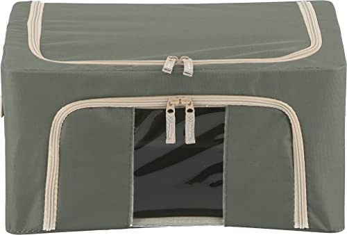 Fuji Boeki 63512 Storage Box, Width 15.4 x Depth 11.4 x Height 7.9 inches (39 x 29 x 20 cm), Green, 5.6 gal (22 L), with Small Window, Stackable - color: Green, size: 22L