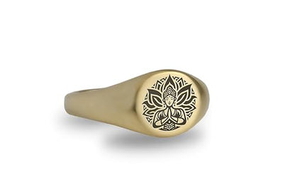 Meditation Engraved Ring - 14k Gold Buddhism Yoga Personalized Jewelry for Women