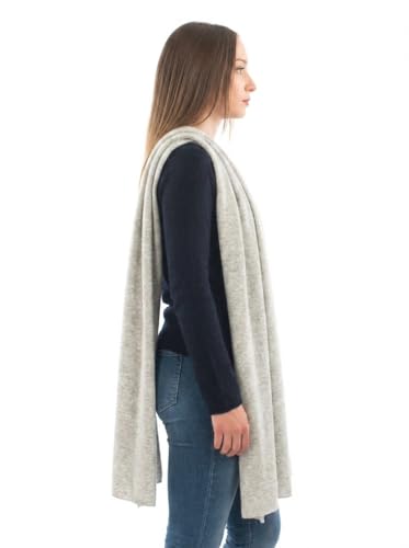Dalle Piane Cashmere Womens Wool Cashmere Blend Stole Soft Italian Shawl Wrap for Wedding Evening Gift Made in Italy - color: Grey