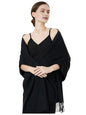 Luxurious Pashmina Feel Scarf & Shawl - Soft Solid Color Wrap for Weddings, Evening Dresses, Gifts - color: . Black