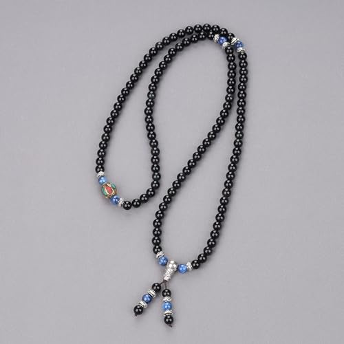 COAI Black Obsidian Stone Bracelet Necklace Mala Beads 108 - style: Kyanite