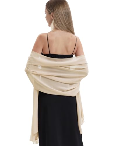 Chiffon Shawls and Wraps for Evening Dresses Women Elegant Soft Scarf Bridal Scarve Wedding Stole - color: Champagne(chiffon), size: One Size