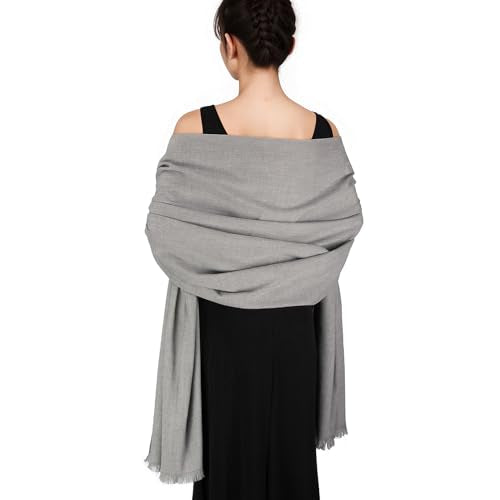 Pashmina shawls and wraps for Evening Dresses Scarf for Women Winter Shawl Wraps for Women Weedings - color: Light Grey