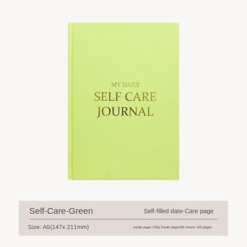 Gratitude Journal 5 Minute Daily Notebook for Happiness and Self-Reflection Emotional Record Book 5.79x8.31in(Green) - color: Green