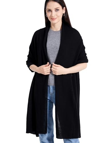 Soft Cashmere Blend Wrap Chic Scarf Stole for Women Wayfarer Travel Extra Large 87"x28" - color: Black