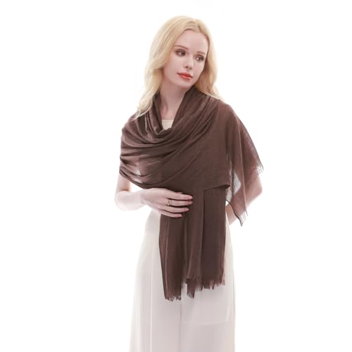 RIIQIICHY Scarf for Women Lightweight Solid Color Long Fashion Gauze Scarves Shawl Wrap - color: Chocolate