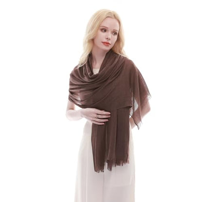 RIIQIICHY Scarf for Women Lightweight Solid Color Long Fashion Gauze Scarves Shawl Wrap - color: Chocolate