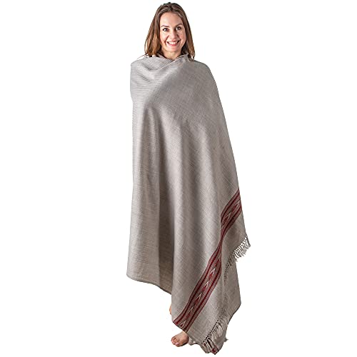 Exotic Meditation Shawl - Large Unisex Prayer Wrap, Oversize Scarf & Versatile Indian Stole Blanket - color: Light Grey