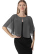 Chiffon Capelet Soft capes Shawls and Wraps for Evening Dress Wedding Cape 1920s shawl accessories for women - color: Dark Gray