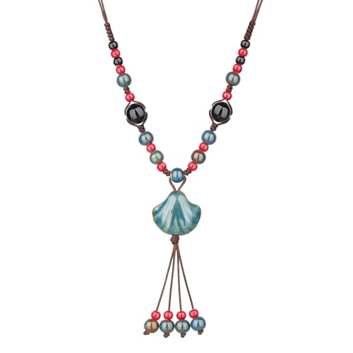 DS Boho Beaded Necklace for Women–Colorful Ceramic & African Tribal Beads, Adjustable Long Chunky Bohemian Jewelry with Gift Box Packaging,Hippie Witchy Vintage Handmade Fashion Statement Necklace - style: style-25