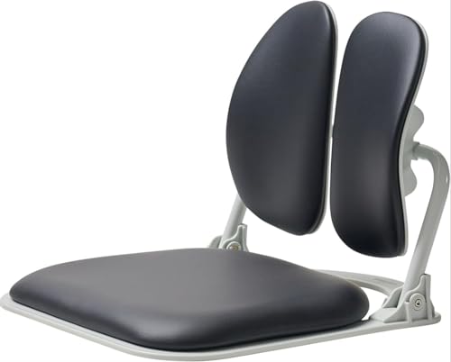 【Premium Dual-Backrests】 Made in Korea Ergonomic Floor Chair with Back Support - Meditation Chair, Floor Gaming Chair, Reading Chair, Floor Chairs for Adults, Foldable Chair (Black Leather) - color: Black