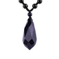 Black Obsidian Necklace Protection Pendant with Extended Bead Chain Healing Crystal Stone Amulet Necklace for Men Women - color: Angel Tear-Blue Sandstone
