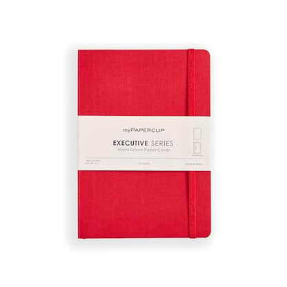 myPAPERCLIP Executive Series A5 Plain Notebook | 192 Pages, 80 GSM, Soft Cover, A5 (5.83 x 8.27 in) | Flat Lay | Bookmark, Elastic Closure & Back Pocket | Red - color: Red, size: A5, Plain