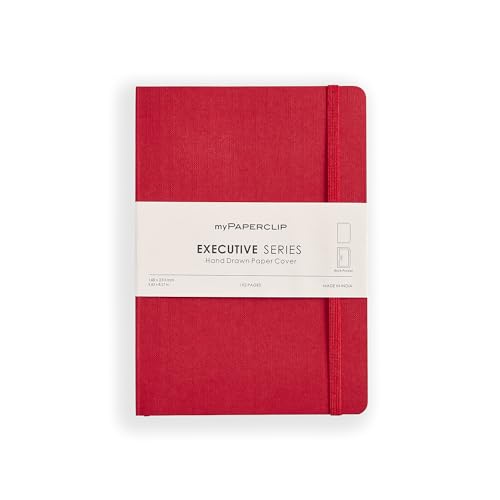 myPAPERCLIP Executive Series A5 Plain Notebook | 192 Pages, 80 GSM, Soft Cover, A5 (5.83 x 8.27 in) | Flat Lay | Bookmark, Elastic Closure & Back Pocket | Red - color: Red, size: A5, Plain