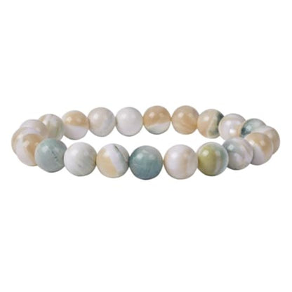 Justinstones Gem Semi Precious Gemstone 10mm Round Beads Stretch Bracelet 7 Inch Unisex - color: Green Tridacna shell