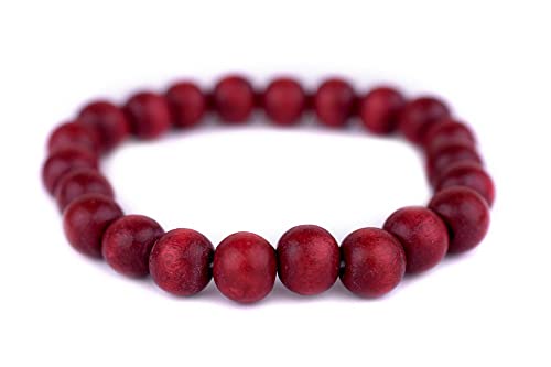 Wood Bead Bracelet - color: Cherry Red, size: Large Beads