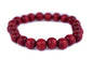 Wood Bead Bracelet - color: Cherry Red, size: Large Beads