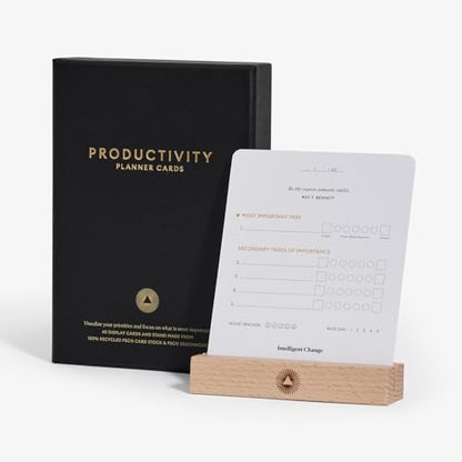 Intelligent Change Productivity Planner Cards with Display Stand, Compact Desk-Friendly Daily Prioritization Cards, Inspirational Quotes, Dual-Purpose Design for Daily Organization and Notes