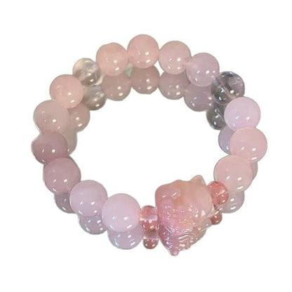 Rose Quartz Bracelet, 8mm Natural Gemstone Love Stone Jewelry Anxiety Relief & Meditation Support Heart Chakra Balance Valentine’s Mother’s Day Gift for Her - color: Goddess Peony pink
