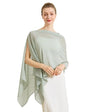 Chiffon Cape Shawl Wrap Scarf 3 Ways to Wear Elegant Sheer Capelet for Evening Dresses Weddings Parties - color: Sage Green