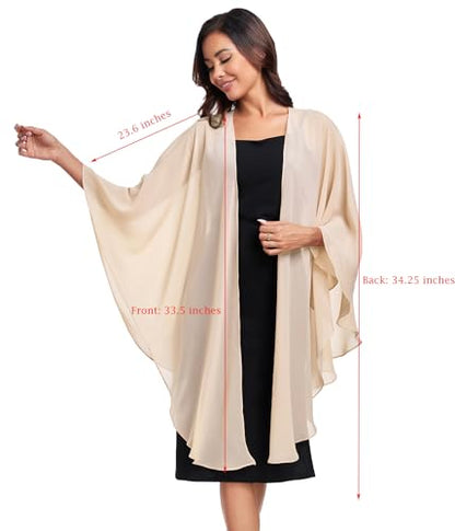 TONGFANTFL Shawls Wraps for Evening Wedding Party Chiffon Scarf Soft Bridal Wraps Wedding Guest Shawl Coverage - color: Champagne