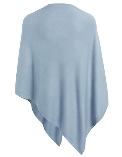 PULI Women's Versatile Knitted Shawls Scarf Poncho Sweater with Buttons Lightweight Spring Summer Fall Wraps - color: A-light Blue