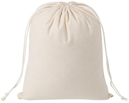 100 Percent Cotton Drawstring Bags, Reusable Quality with Double String, For Pantry Gifts Kitchen - Pack of 6 (Natural Beige, 7 x 9 Inch) - color: Natural Beige, size: 7 x 9 Inch