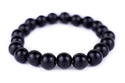 Wood Bead Bracelet - color: Black, size: Large Beads