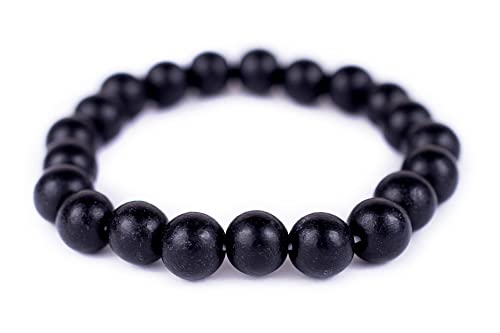 Wood Bead Bracelet - color: Black, size: Large Beads