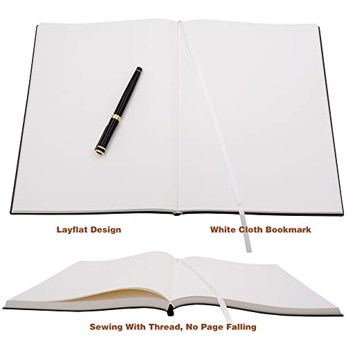 Large Blank Notebook Journal for Writing Drawing, Soft Faux Leather Cover, 100GSM Papers, 320 Pages, A4 8.4x11.4 inches Sketch Book (Black, Plain) - color: Black, Plain
