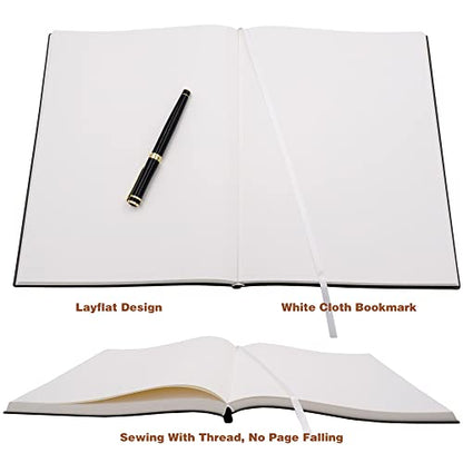 Large Blank Notebook Journal for Writing Drawing, Soft Faux Leather Cover, 100GSM Papers, 320 Pages, A4 8.4x11.4 inches Sketch Book (Black, Plain) - color: Black, Plain