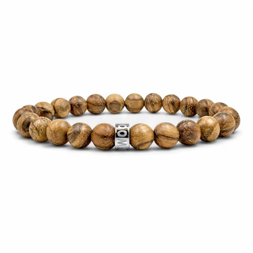 Desert Sandalwood Beaded Bracelet - Cascade Collection - Handmade 8mm Beads - Premium Mens Jewelry - Handcrafted Natural Bead Stretch Cord Bracelets - Lifetime Warranty