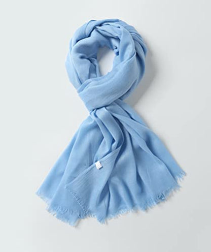 Jeelow Solid Color Scarf Wrap Shawl for Women Men – Soft Lightweight Head Scarf, All Season, Travel Beach Office Daily Wear - color: Blue