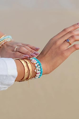 POTESSA 18K Gold Plated Cuff Bracelets Adjustable Dainty Bangle Handemade Jewelry for Women - style: Double-layer