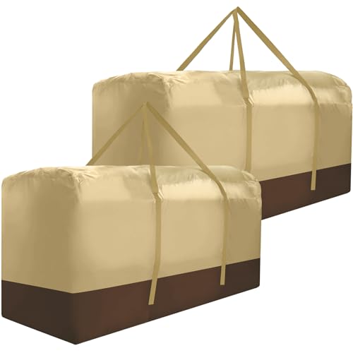 Outdoor Cushion Storage Bag Extra Large 420D Oxford Waterproof Patio Cushion Storage Bags with Zippers and Handles, 60" L x 20" W x 28" H (Beige,2 Pack) - size: X-Large (Pack of 2)