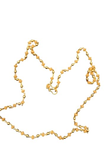 The Grate Indian Store Natural Tulsi Mala beads In Gold Metal Chain Necklace for men & women Pack of 1