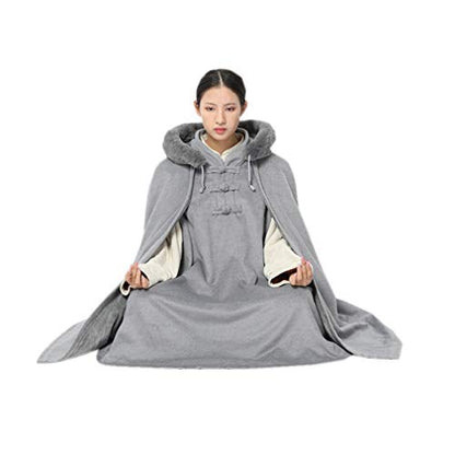 DGXIN Winter Velvet Zen Practice Meditation Cloak 100cm - color: Light Grey