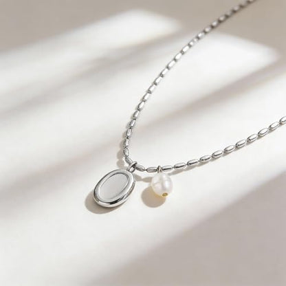 Worry Stone Necklace For Women Gold Silver Thumb Pearl Pendant Fidget Anxiety Relief Statement Jewelry Dainty Simple Meditation Relaxation Stress Relief Gifts - color: A2:silver