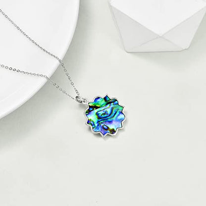 ONEFINITY Lotus Necklace 925 Sterling Silver Moonstone Pendant Necklace Yoga Lotus Jewelry for Women - style: Abalone shell lotus